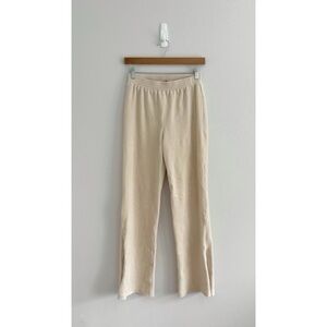 Zara Women's Cream Corduroy Wide Leg Split Ankle Pant S
